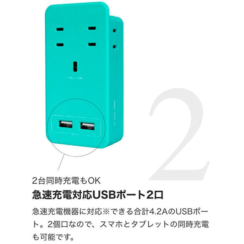 ギフトバッグ対象】【選べる14色】SATI COLOR AC4個口 4.2A USB TYP