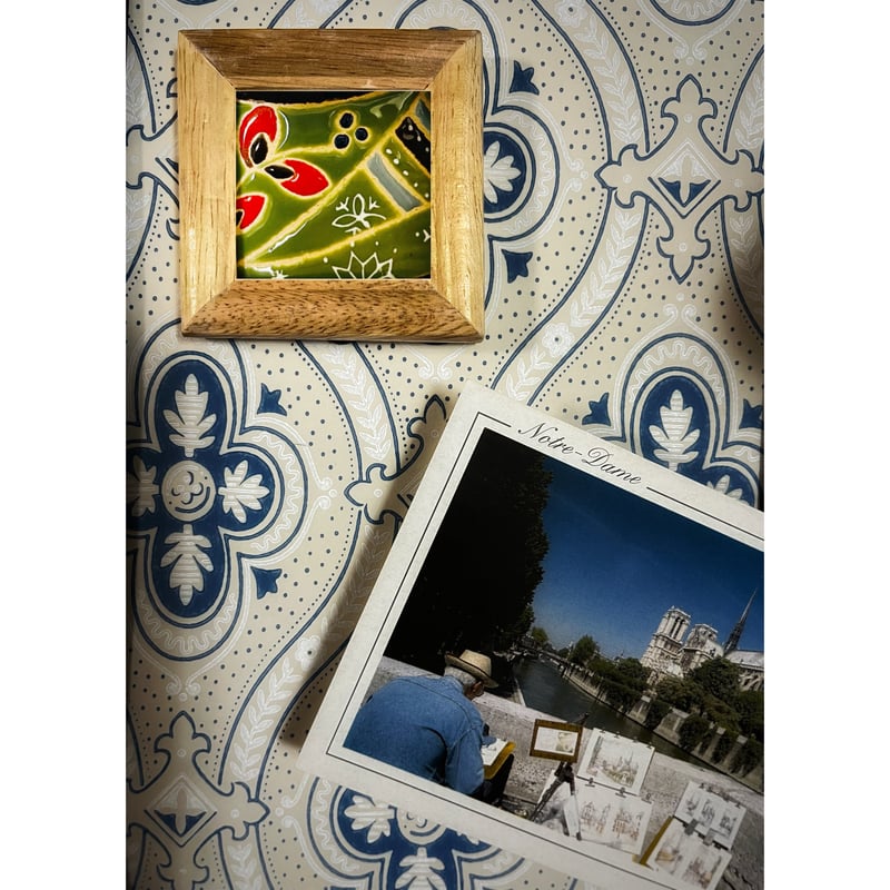 デルフトタイル 輪回しで遊ぶ子供たち 額縁付き 民藝 工藝 /J544 デルフトタイル 輪回しで遊ぶ子供たち 額縁付き 民藝 工藝 /J544