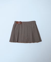 Belted Check Mini Skirt  (BROWN)