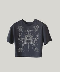 Geometric  Cropped  T-shirt （GRAY）