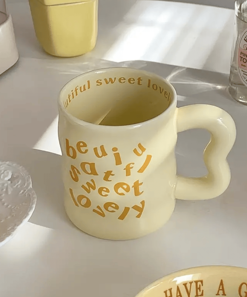 マグカップ セラミック 400ml 大容量 英字 ポップ ガーリー 韓国 個性