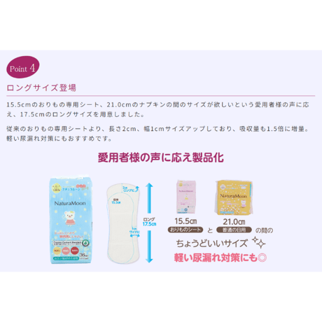 ナチュラムーン　おりもの専用シートロング　17.5cm/36個入
