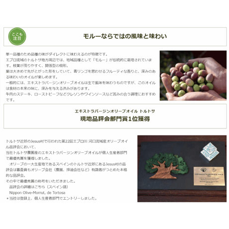 日本オリーブ　エキストラバージンオリーブオイルトルトサ　450g