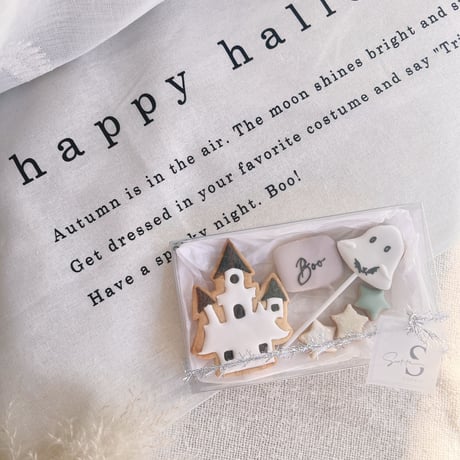 ［ハロウィンクッキーB］　　 Halloween House set（6個入り・Box付き）