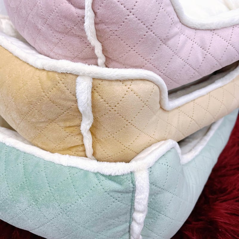 pbe209】キルティング風スクエアベッド S ボア ペットベッド