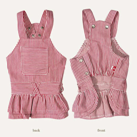 【ANZUDOG】　ヒッコリー サロペット カバーオール ワンピース XS-4L