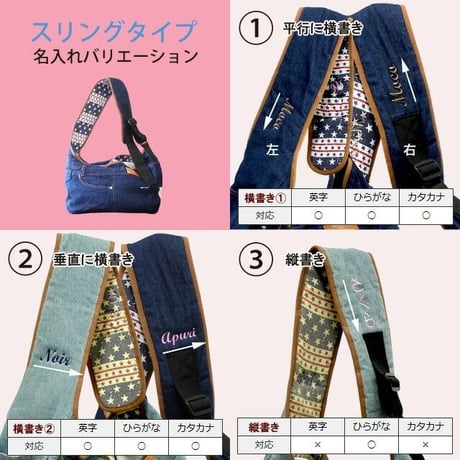 名入れ刺繍　デニムバッグ専用　STORES