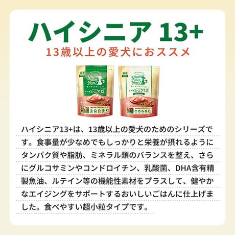 yum yum yum！(ヤムヤムヤム) ハイシニア 13+ チキン ドライタイプ 500g/1.3kg ドッグフード 犬のごはん ペット用品