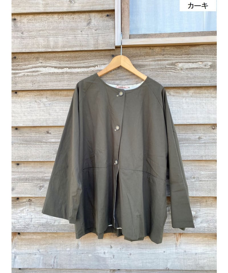 大きめボタンポンチョ風ラグラン袖ジャケット | ミセス・シニアの洋服