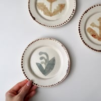長浜由起子　和紙染シリーズ　4寸皿（茶たんぽぽ・茶小花・緑すずらん）