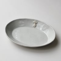 桃窯　田部桃子　トイプードル楕円皿（白）