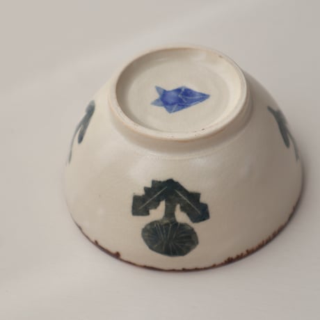 長浜由起子　和紙染シリーズ　茶碗（青・茶）