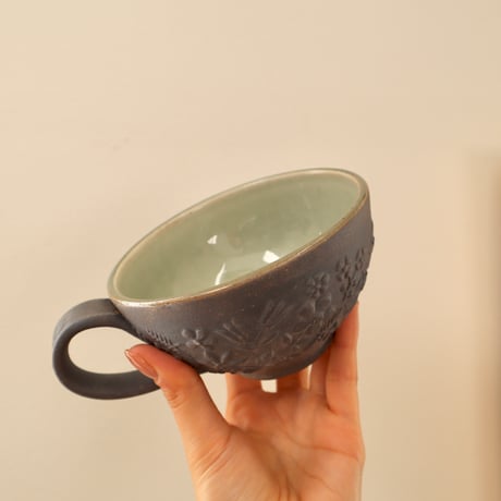 益子焼　わかさま陶芸　炭化シリーズ　クッカスープカップ