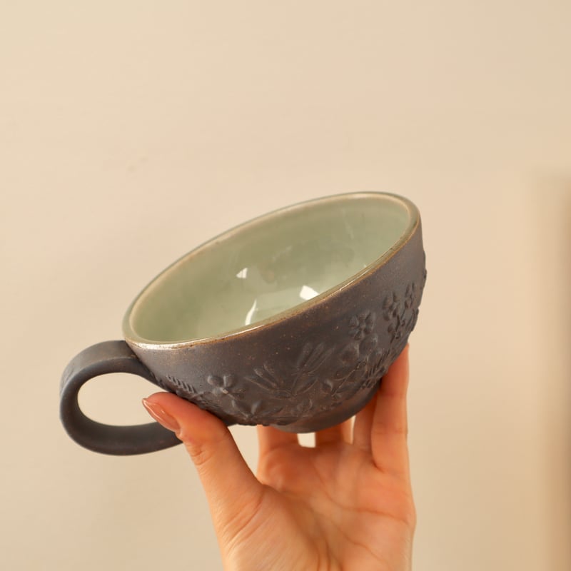 益子焼 わかさま陶芸 炭化シリーズ クッカスープカップ | nukumoly