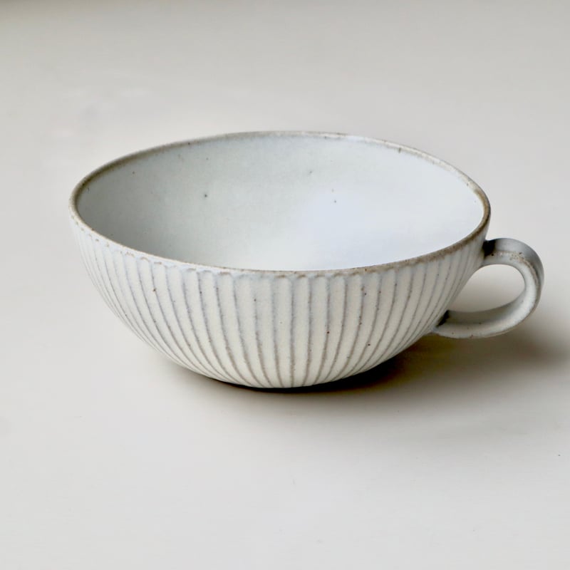 会津本郷焼 樹ノ音工房 白マットスープボウル | nukumoly