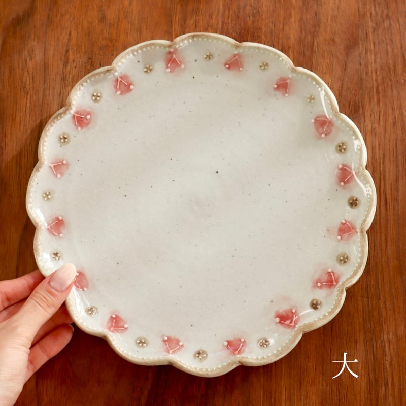 桃花出品 桃窯 田部桃子 輪花いっちんプレート チェリー（大・小） | nukumoly
