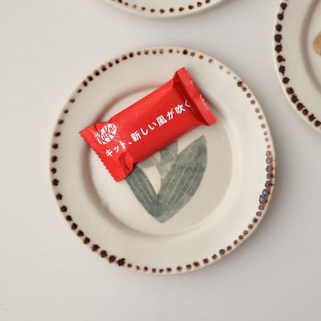 長浜由起子　和紙染シリーズ　4寸皿（茶たんぽぽ・茶小花・緑すずらん）