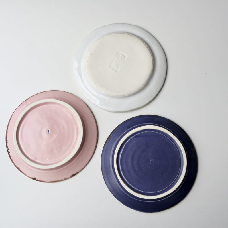 大皿　青とピンクの珍しい色合い　アンティーク イッチン幾何学花紋 取皿（ピンク×水色） 【nicorico】取皿・中皿