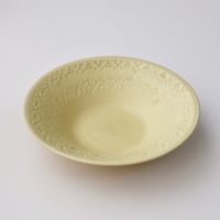 会津本郷焼　樹ノ音工房　色釉印花7寸鉢/イエロー