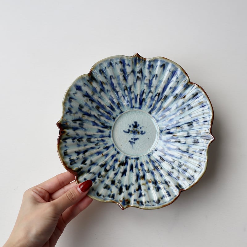 砥部焼 砥部焼 陶房遊 錆青平鉢 | nukumoly