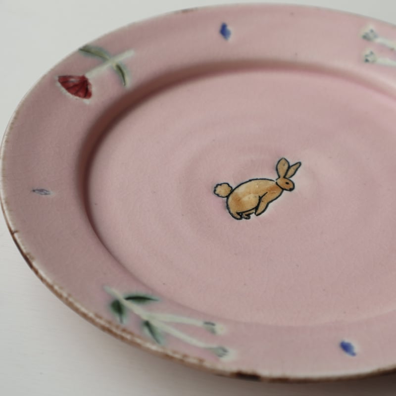 長浜由起子 絵付け6寸皿（ピンク・青・白） | nukumoly