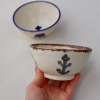 長浜由起子　和紙染シリーズ　茶碗（青・茶）