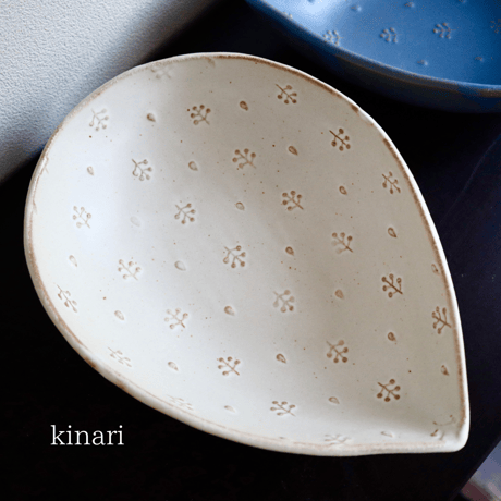 益子焼　わかさま陶芸　しずく鉢（ブルーグレー・kinari）