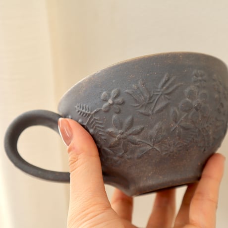 益子焼　わかさま陶芸　炭化シリーズ　クッカスープカップ