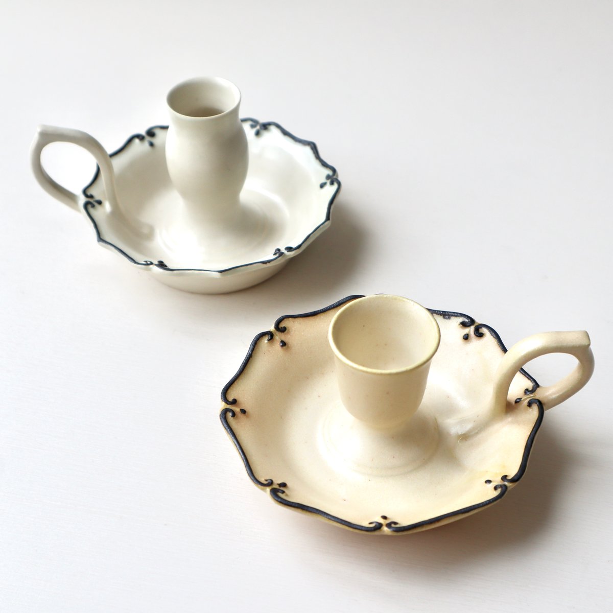 三浦千穂 キャンドルスタンド（白・クリーム） | nukumoly