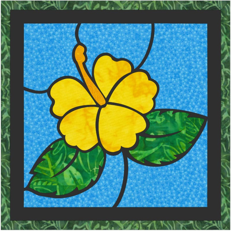 ハイビスカス ステンドグラス風キルト（MOSAIC QUILT）型紙