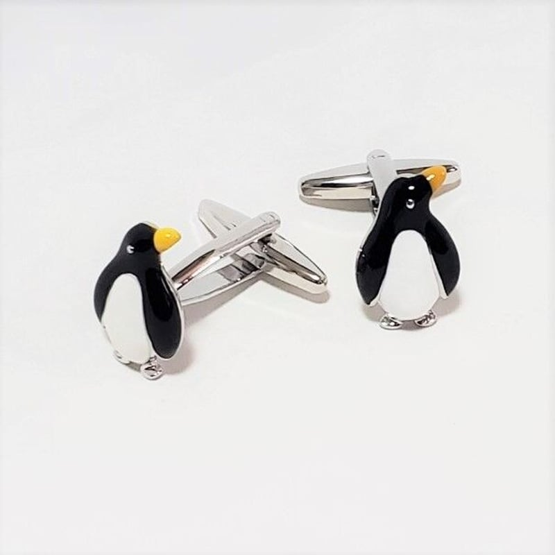 ペンギンのカフスボタン】シンプルでクールなペンギンのカフスボタン