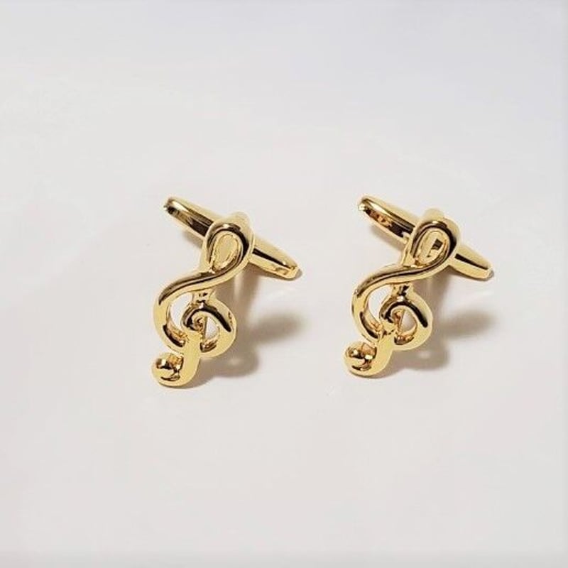 音符（ト音記号）のカフスボタン】ゴールドが目を引くカフスボタン