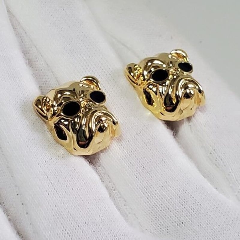 ブルドックのカフスボタン：ゴールド】サングラスがかわいい