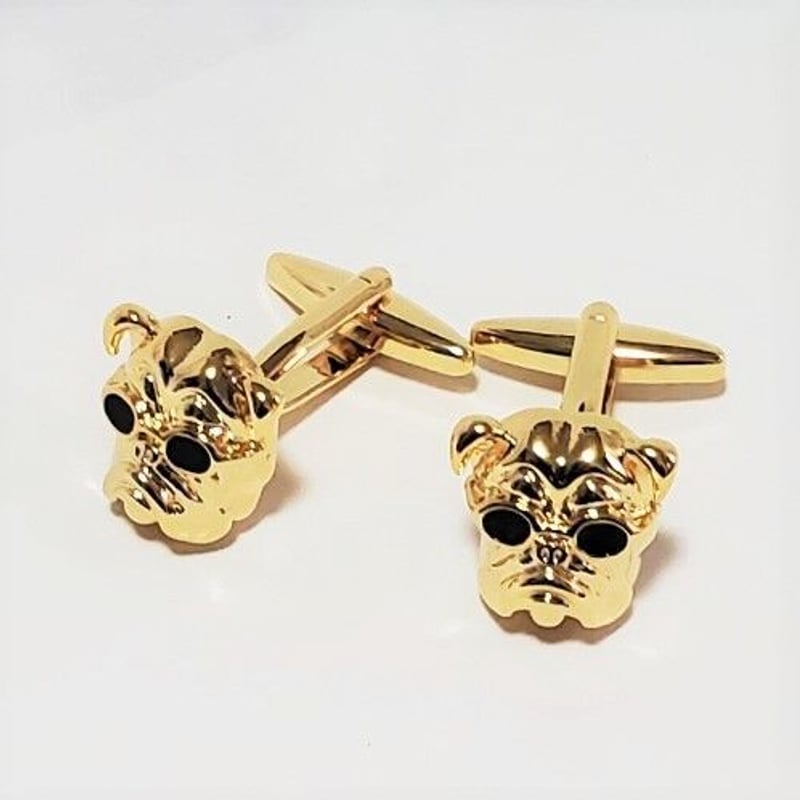 ブルドックのカフスボタン：ゴールド】サングラスがかわいい