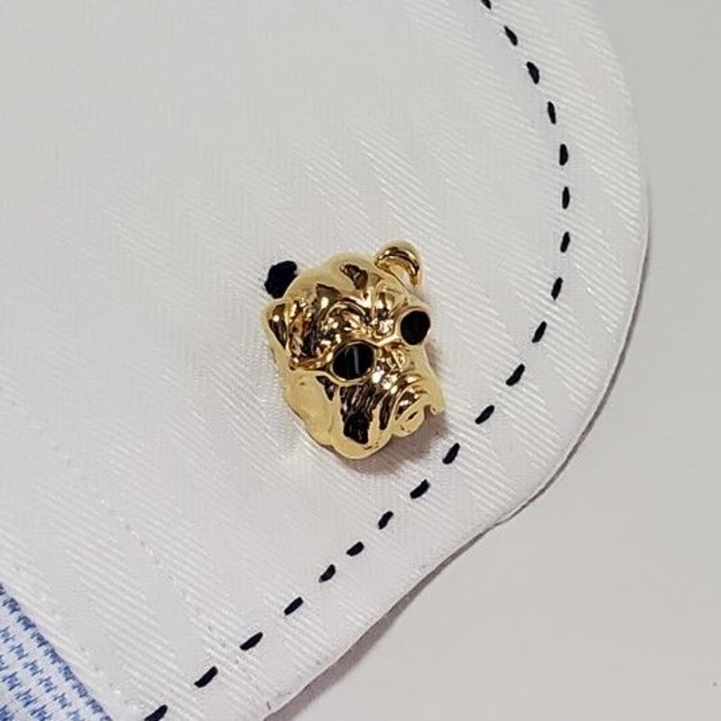 ブルドックのカフスボタン：ゴールド】サングラスがかわいい