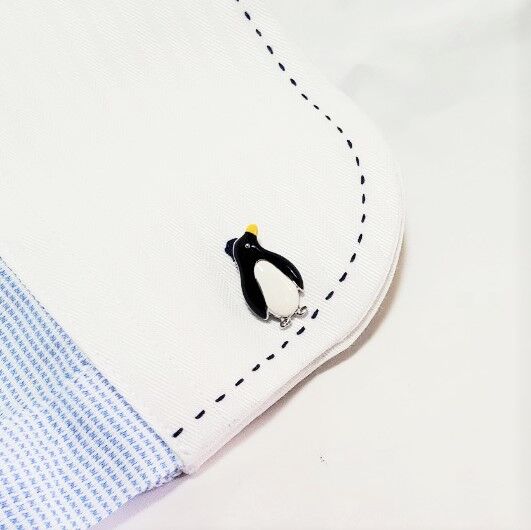 ペンギンのカフスボタン】シンプルでクールなペンギンのカフスボタン