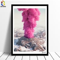アートポスター モノクロ・モノトーンシリーズ  ピンク・火山  デザインNO-4