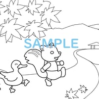 ぬりえ　11月　「りすさんのハイキング」