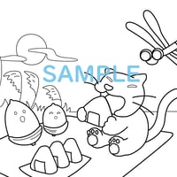 ぬりえ　9月　「ねこさんの遠足」