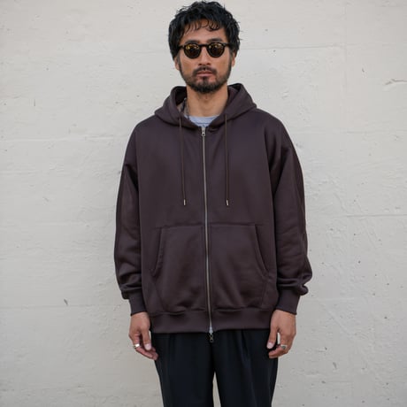 REVERSIBLE SWEAT ZIP HOODIE (D.BROWN)