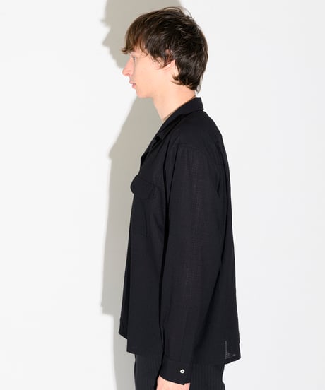 Sheer Wool Open Collar Shirt "Robin"