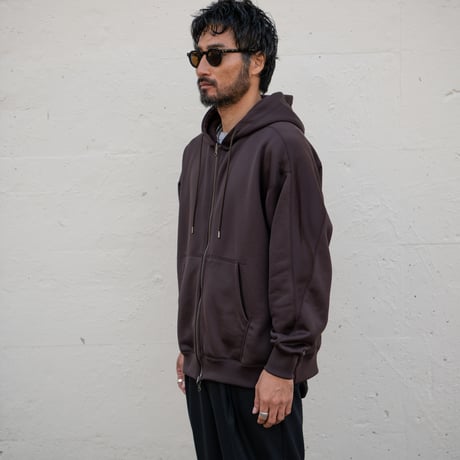 REVERSIBLE SWEAT ZIP HOODIE (D.BROWN)