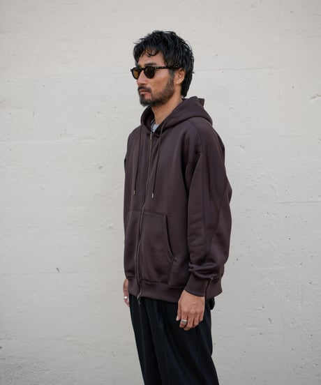 REVERSIBLE SWEAT ZIP HOODIE (D.BROWN)
