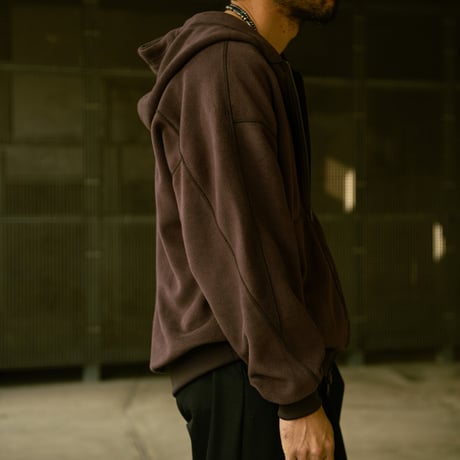 REVERSIBLE SWEAT ZIP HOODIE (D.BROWN)