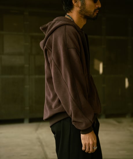 REVERSIBLE SWEAT ZIP HOODIE (D.BROWN)