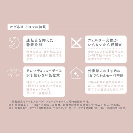 【アロマディフューザー】＜オゾネオアロマ　OZONEO AROMA＞＆ブレンドエッセンシャルオイル＜マニュオリジナル#001アロマバイタル（20ml）＞セット