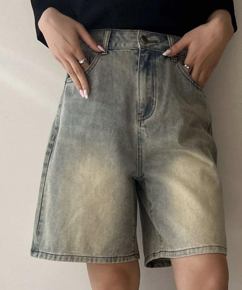 Wide denim shorts on sale