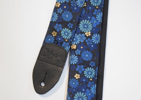 和柄　ギターストラップ　金襴　菊吹雪 | Handmade Japanese Guitar Strap