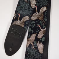 和柄　ギターストラップ　金襴　鶴 | Handmade Japanese Guitar Strap