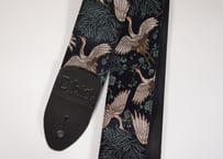和柄　ギターストラップ　金襴　鶴 | Handmade Japanese Guitar Strap